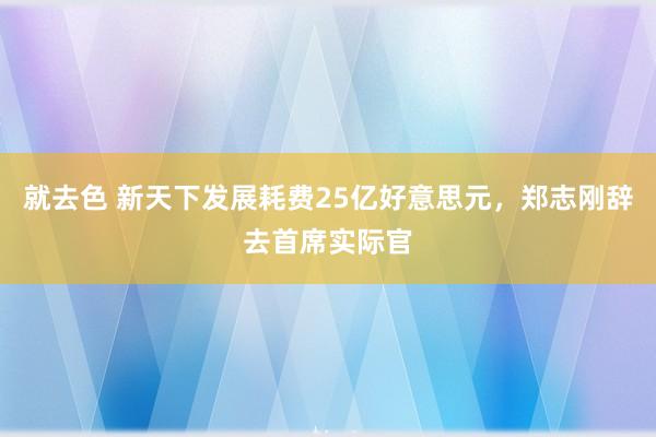 就去色 新天下发展耗费25亿好意思元，郑志刚辞去首席实际官