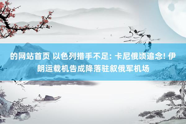 的网站首页 以色列措手不足: 卡尼俄顷追念! 伊朗运载机告成降落驻叙俄军机场