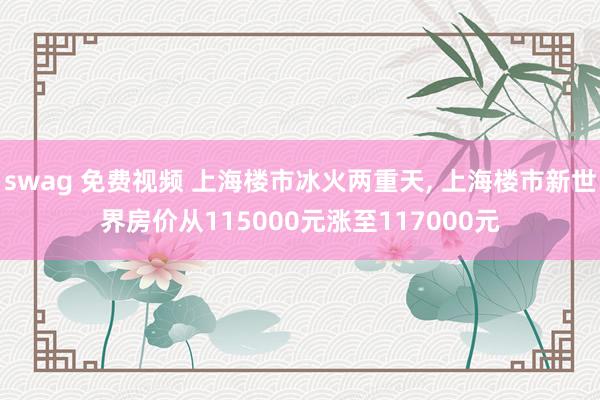 swag 免费视频 上海楼市冰火两重天， 上海楼市新世界房价从115000元涨至117000元